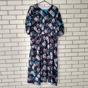 Vintage Plus Size Mennonite Cape Dress 51" Bust XL 2X 3X Stretchy Handmade